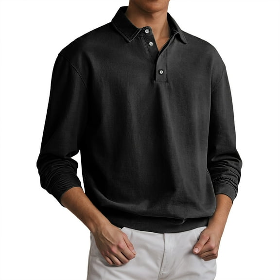 Krdevn Men's Casual Long Sleeved Shirt Solid Color Casual Buttons Lapel Shirt Thin Tops Bottoming Shirt,XL