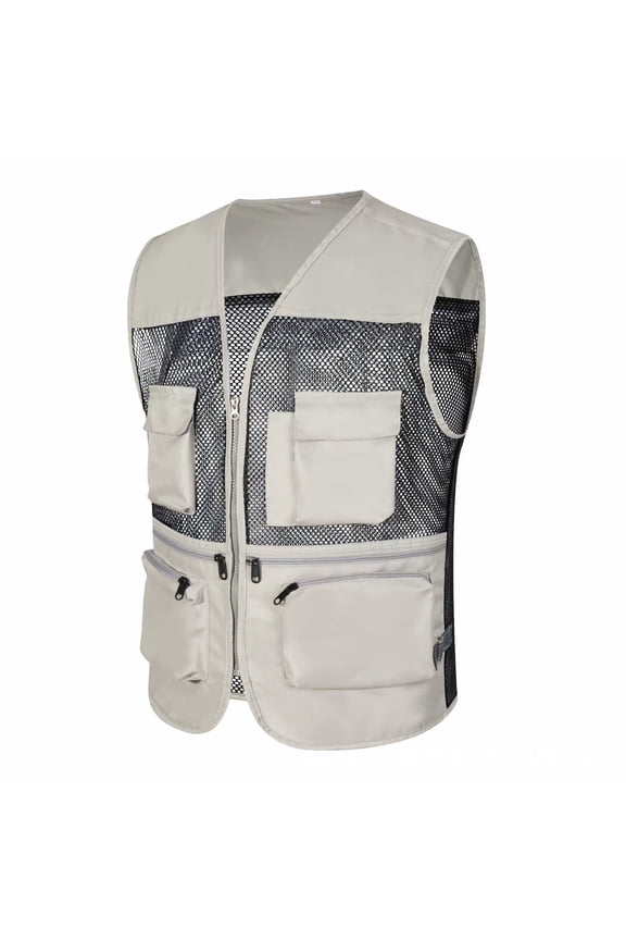 Men's Casual Outdoor Work Fishing Travel Photo Cargo Vest Jacket Multi Pockets,Tank Tops Men,L