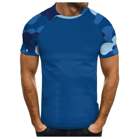 Krdevn Men's Casual Printed Camo Round Neck Short Sleeved T Shirt,XXL
