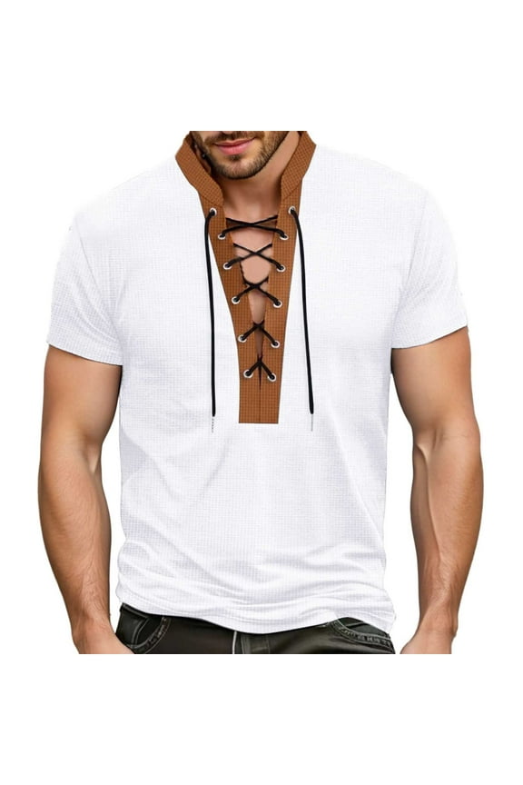 Men's Casual T Shirts Stylish Braided Design with Color Block and Fabric for Everyday Wear,3XL