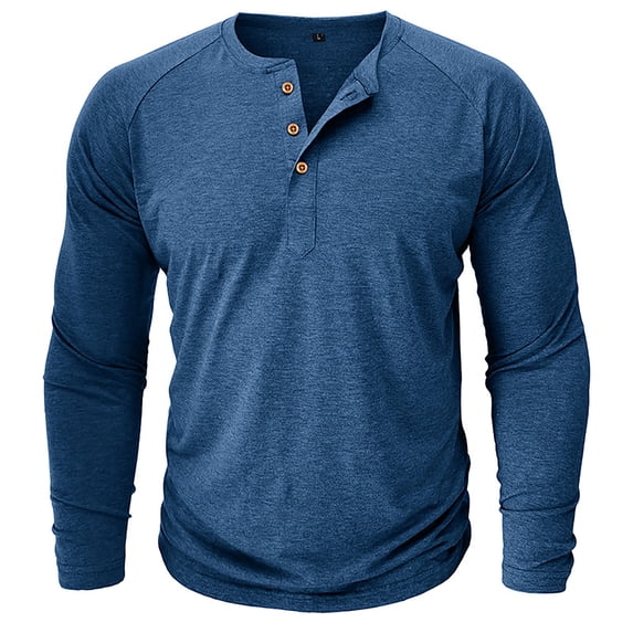 Krdevn Men's Classic Solid Color Long Sleeve Casual Loose T Shirt Top,M