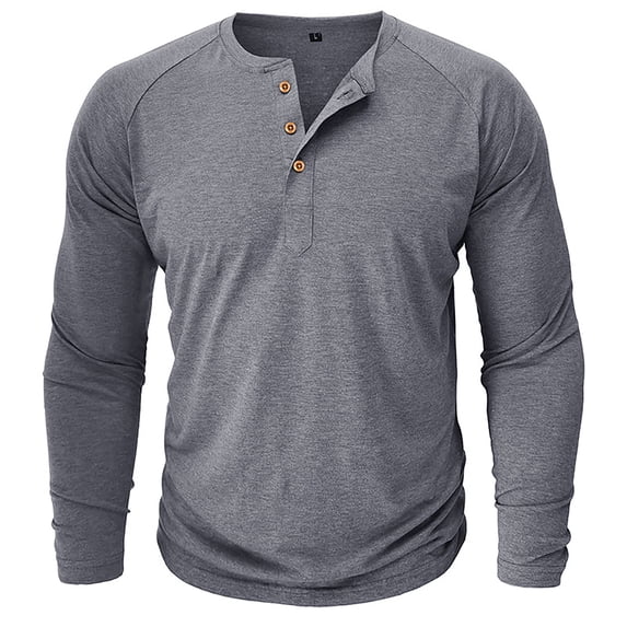 Krdevn Men's Classic Solid Color Long Sleeve Casual Loose T Shirt Top,S