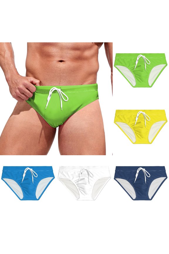 Men's Classic Triangle Swim Trunks Soft Comfort Drawstring Briefs for Beach and Hawaii Vacation,S