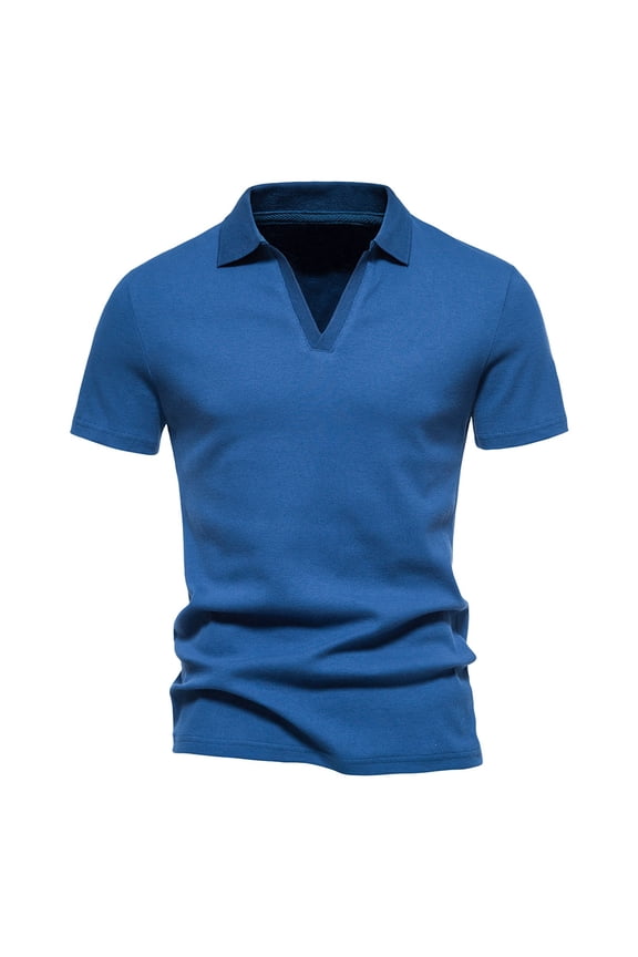 Men's Deep V Neck Short Sleeved T Shirt Cotton Elastic Bottoming Shirt Small Stand Up Collar In Summer,XL