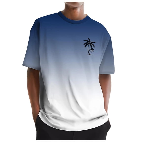 Krdevn Men's Digital 3D Printed T Shirt Short Sleeved Shirt Top Lapel,L