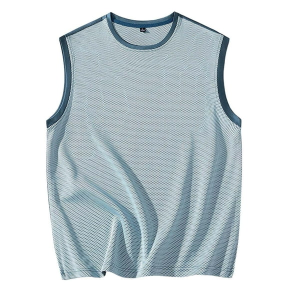 Krdevn Men's Fitness Sleeveless T Shirt Ice Silk Tank Top for Running Summer Basketball and Training,Tank Tops Men,3XL