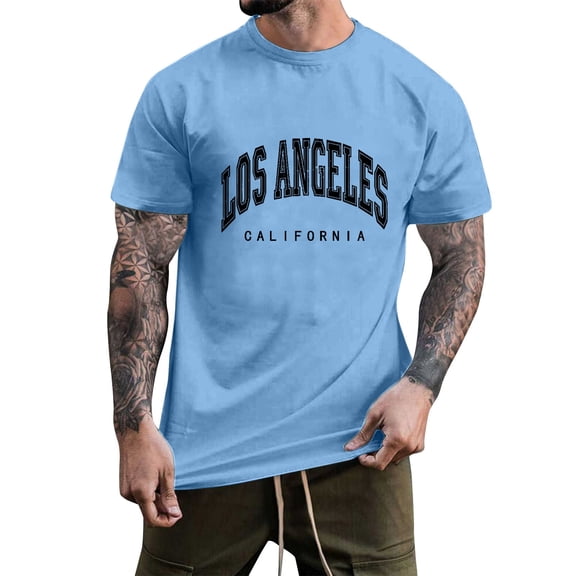 Krdevn Men's Graphic Tees Letter Print Summer Tops Vintage Short Sleeve Loose Casual T Shirts,4XL