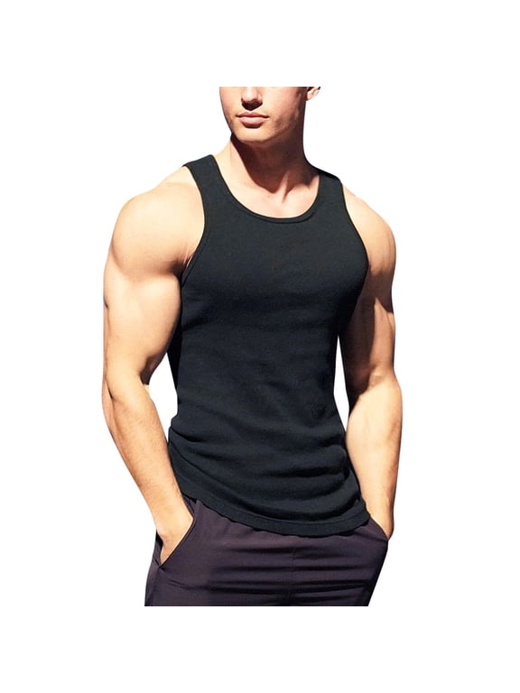 Men's Gym Bodybuilding Stringer Tank Top Workout Muscle Cut Shirt Fitness Sleeveless Vest Tank top,L