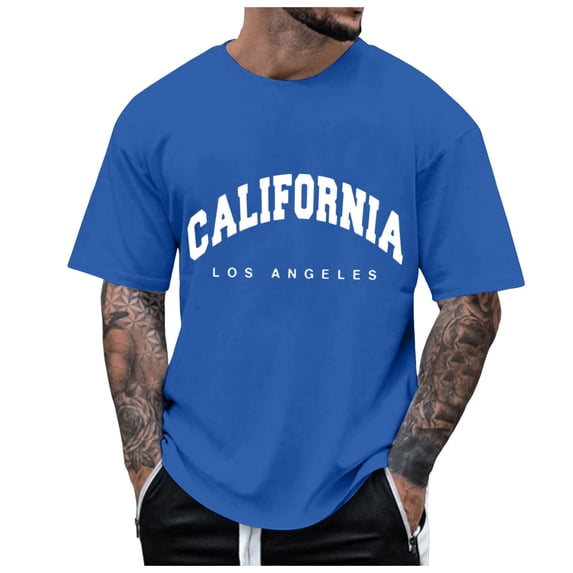 Krdevn Men's Half Sleeve Oversized T Shirt Letter Print Round Neck Short Sleeve,L