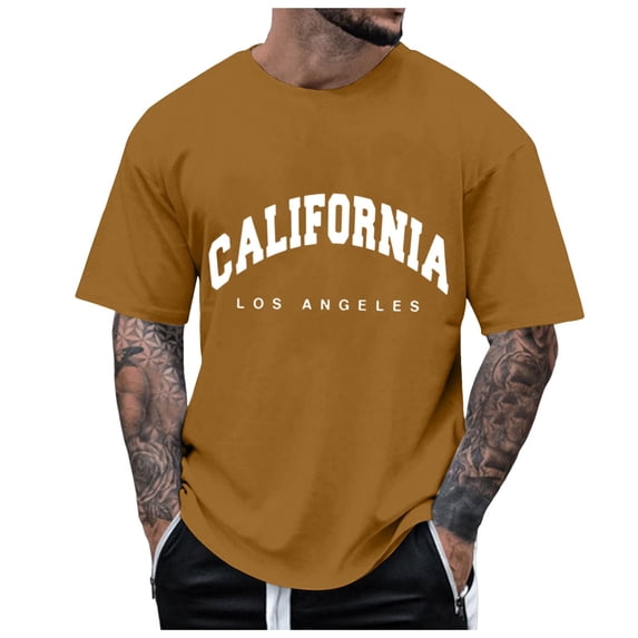Krdevn Men's Half Sleeve Oversized T Shirt Letter Print Round Neck Short Sleeve,L