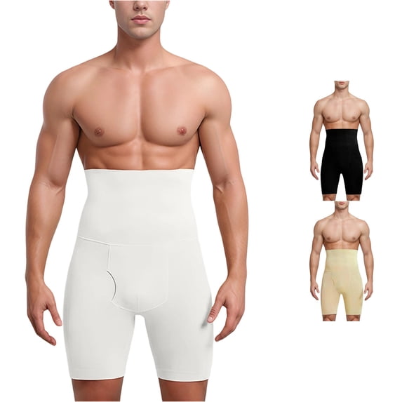 Krdevn Men's High Waist Compression Shorts Sculpting Abdomen Lifting Shapewear Underwear,2XL