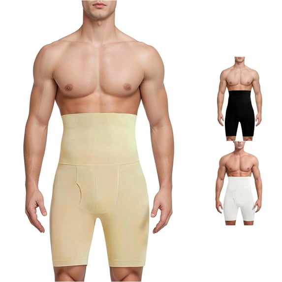 Krdevn Men's High Waist Compression Shorts Sculpting Abdomen Lifting Shapewear Underwear,4XL