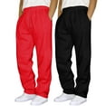 thumbnail image 1 of Krdevn Men's Hop Pants 2-Pack Casual Joggers Solid Color Drawstring Workout Pants with Pockets Straight Leg,Color: Red Size: S, 1 of 3