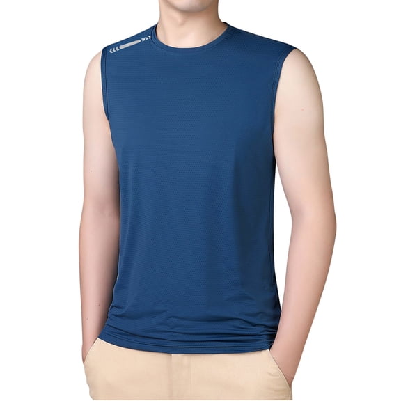 Krdevn Men's Ice Silk Sports Tank Top Large Wicking Sweatshirt Sleeveless Running Fitness Tank Top,Tank Tops Men,7XL