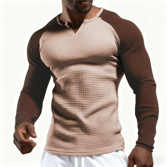 Krdevn Men's Knit T Shirt Contemporary Athletic Fit Raglan Sleeve Daily Casual Wear Comfortable Stretchable Top for Outdoor Activities and Work,XL