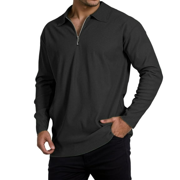 Krdevn Men's Long Sleeve Striped Shirt with Half Zippered Collar for Casual Everyday Wear,XXL