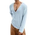thumbnail image 1 of Krdevn Men's Long Sleeve V Neck T Shirt Slim Fit Breathable Lightweight Casual Basic Tee for Daily Wear Loose Comfortable Stretchable Top,L, 1 of 3