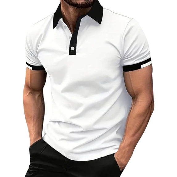 Krdevn Men's Loose Fit 3D Digital Solid Color Short Sleeve Polo Shirt,XXL