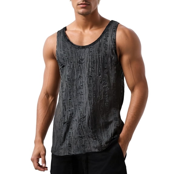 Krdevn Men's Mesh Hole Workout Tank Top for Breathable Sleeveless Gym Vest Athletic Performance Running Training,Tank Tops Men,L