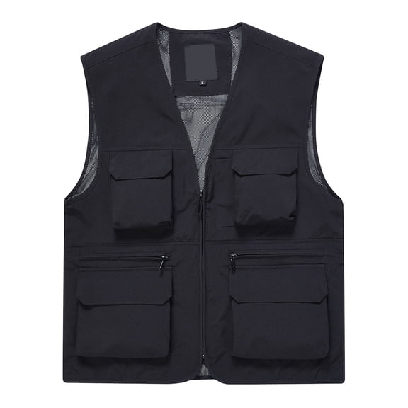 Krdevn Men's Outdoor Multi-Pocket Waterproof Thin Sleeveless Vest with Zipper Detail Comfortable Stretchy for Hiking Fishing Everyday All Season Casual Wear,Tank Tops Men,XXL