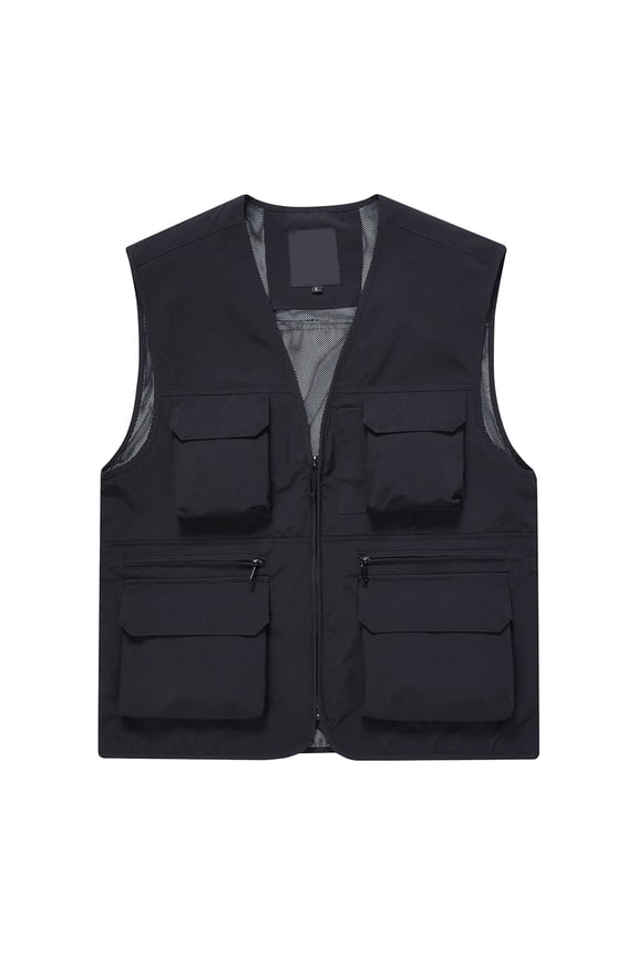 Men's Outdoor Multi-Pocket Waterproof Thin Sleeveless Vest with Zipper Detail Comfortable Stretchy for Hiking Fishing Everyday All Season Casual Wear,Tank Tops Men,XXL