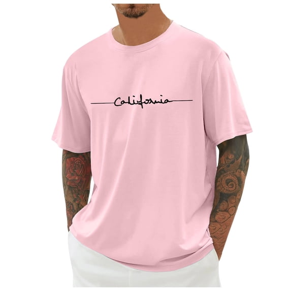 Krdevn Men's Oversized T Shirt Summer T Shirt Crew Neck Short Sleeve T Shirt with City Print Basic Shirts Men Loose Casual Shirts Sports Shirts,XL
