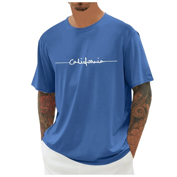 Krdevn Men's Oversized T Shirt Summer T Shirt Crew Neck Short Sleeve T Shirt with City Print Basic Shirts Men Loose Casual Shirts Sports Shirts,XXL