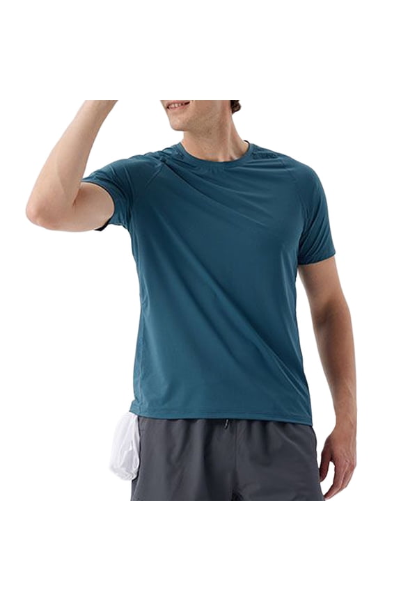 Men's Reflective Printed Outdoor Sports Running Basketball Fitness Clothing Short Sleeve Solid Color Short Sleeve,M