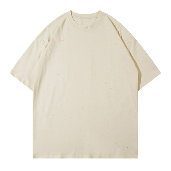 Krdevn Men's Round Neck Loose Full Of Star Sequins Short Sleeved T Shirt Korean Version Of Youth Casual Sports Shirt,3XL