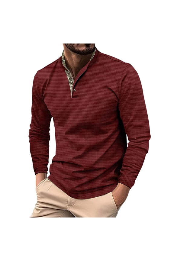 Men's Shirt Double Layer Standing Long Sleeve Athletic,3XL