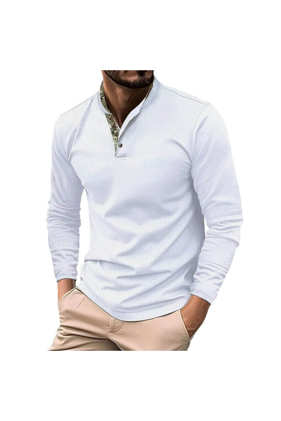 Men's Shirt Double Layer Standing Long Sleeve Athletic,L