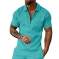 thumbnail image 1 of Krdevn Men's Shirt Summer Outfits Casual Zipper Up Short Sleeve Shirt Suit for Men Tops,M, 1 of 5