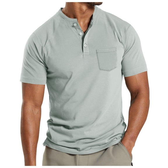 Krdevn Men's Short Sleeve T Shirt Summer Casual Solid Holiday Shirts Tops,L