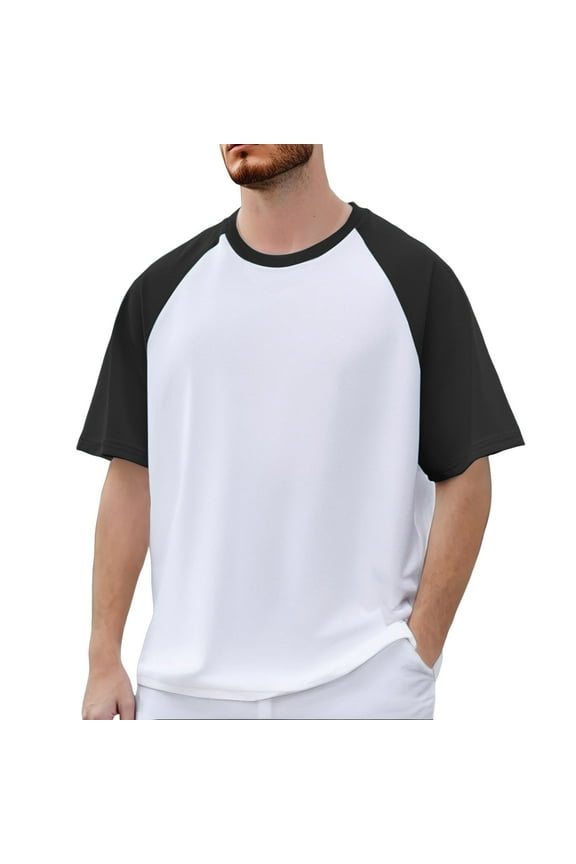 Men's Short Sleeved Basketball Sports Split T Shirt Appearance Suit Men's Warm Up Shooting Sweat Wicking College Student,S