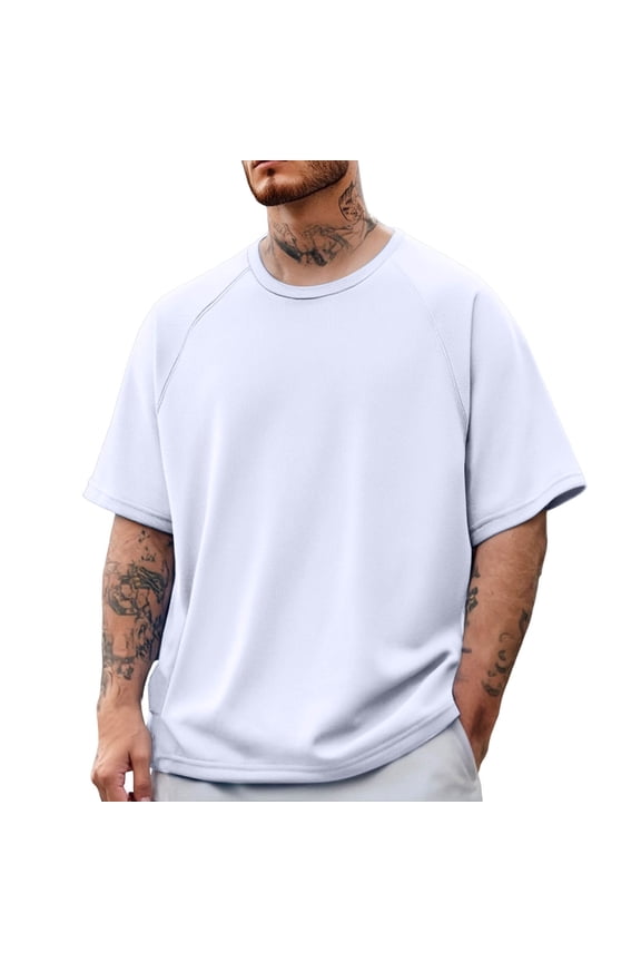 Men's Short Sleeved Basketball Sports Split T Shirt Appearance Suit Men's Warm Up Shooting Sweat Wicking College Student,S