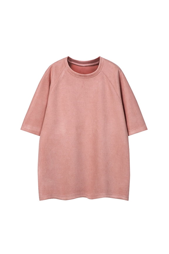 Men's Short Sleeved T Shirt Vintage Suede T Shirt Crewneck Top,M