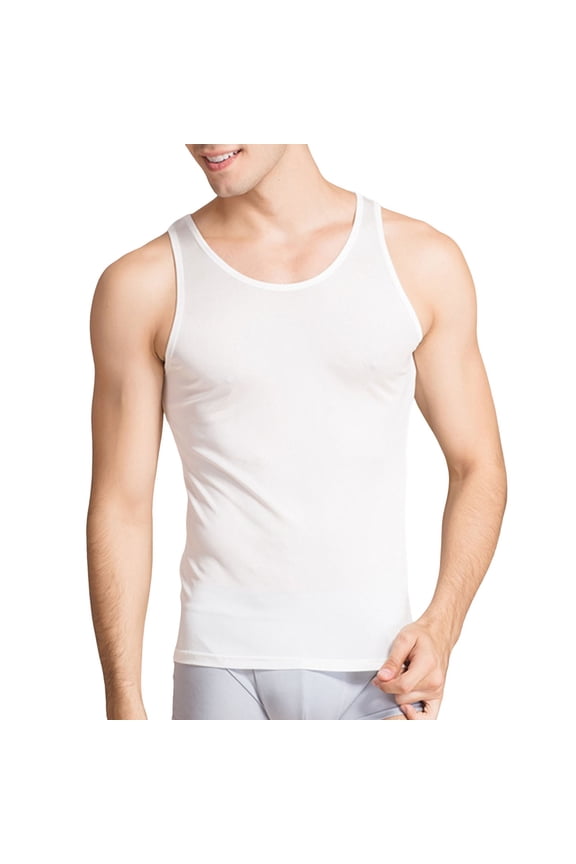 Men's Silk Tank Tops Super Absorbent and Breathable Undershir/Sleeveless Silk Classic Shirts,XXL