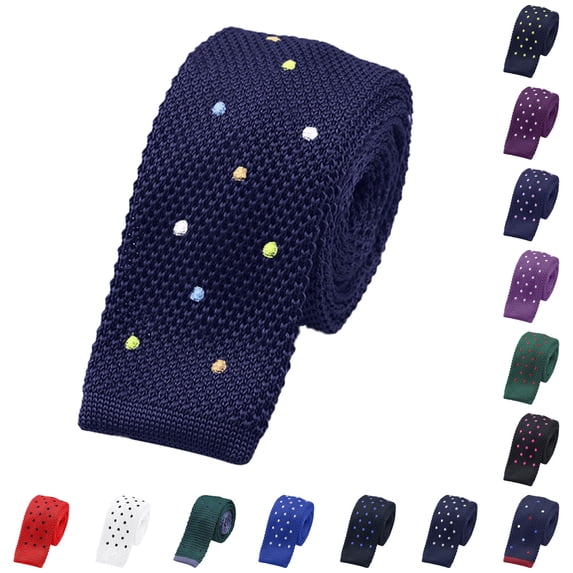 Krdevn Men's Solid Color Knit Tie Vintage Smart Formal Cotton Necktie for Groom