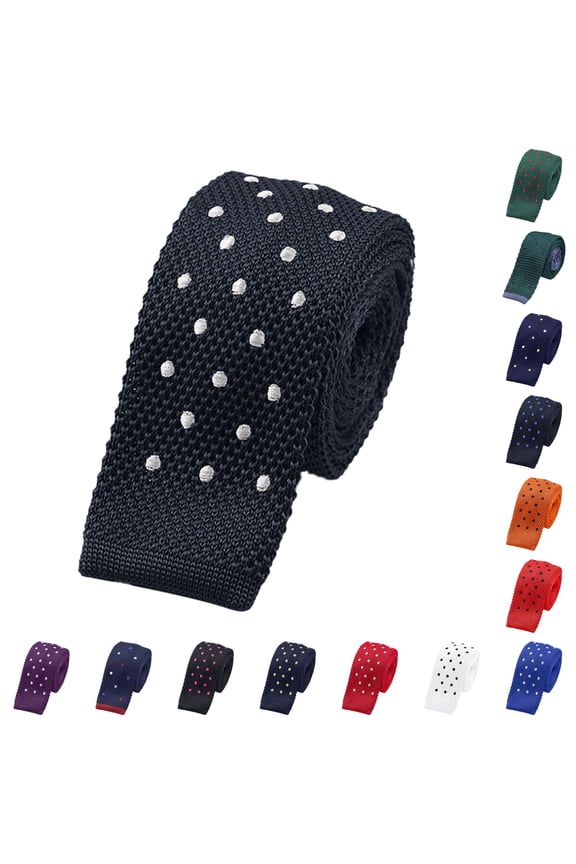 Krdevn Men's Solid Color Knit Tie Vintage Smart Formal Cotton Necktie for Groom