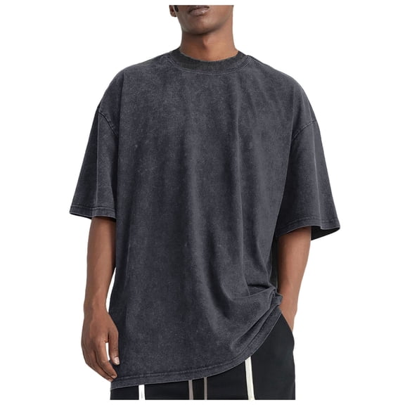 Krdevn Men's Solid Short Sleeve Round Neck T Shirt Loose Tops,XXL