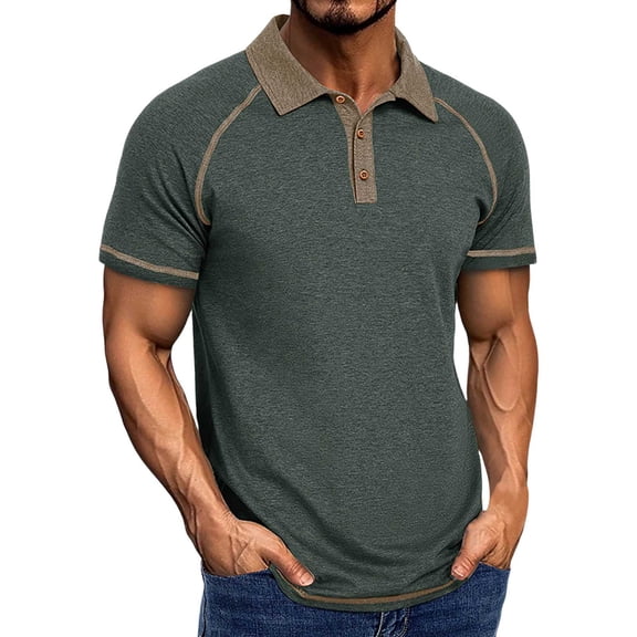 Krdevn Men's Spring Short Sleeved Lapel T Shirt Casual Versatile Short Sleeved Bottoming Shirt,L