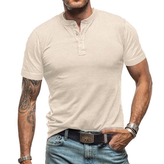 Krdevn Men's Spring Summer Short Sleeve Button Pocket Solid Color Sports T Shirt,S