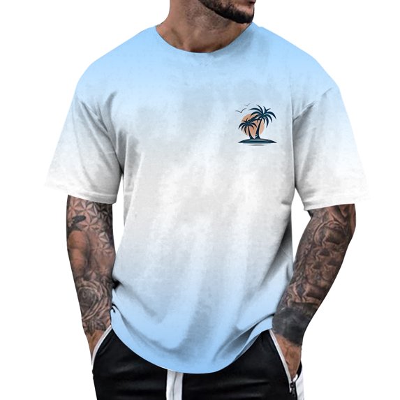 Krdevn Men's Spring and Summer All Print Short Sleeve Round Neck T Shirt Floral Trend Bottoming Shirt Tops,XL