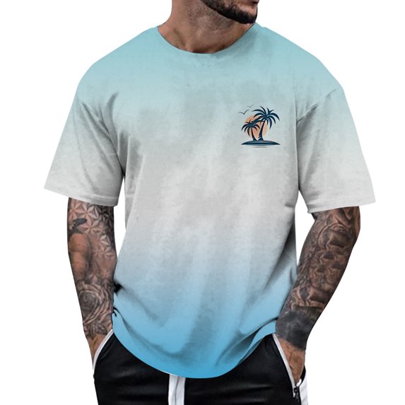 Krdevn Men's Spring and Summer All Print Short Sleeve Round Neck T Shirt Floral Trend Bottoming Shirt Tops,XXL