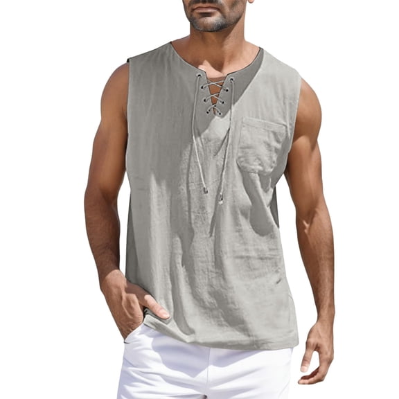 Krdevn Men's Spring and Summer Tops Casual Sports Sleeveless Top Cotton Vest Solid Fitness Muscle Tank Top,Tank Tops Men,XL