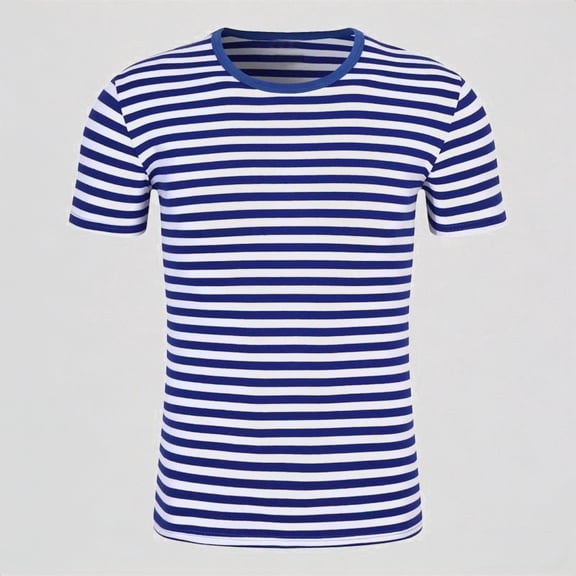 Krdevn Men's Striped Short Sleeve T-Shirt Casual Loose Fit Crew Neck Couple Tee,3XL