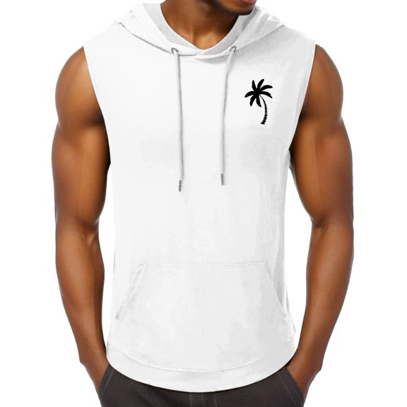 Krdevn Men's Summer Beach Coconut Print Crew Neck Sleeveless Tank Top,Tank Tops Men,S