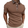 thumbnail image 1 of Krdevn Men's Summer Casual Short Sleeved Shirt Solid Color Three Button Men's Shoulder Shirt,4XL, 1 of 4