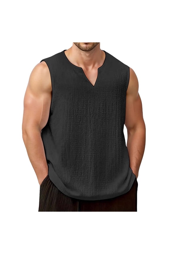 Men's Summer Knit Water Wave Pattern V-neck Thin Slim Fit Tank Top Breathable Comfortable Stretchy Lightweight for Gym Workout Casual Athletic Daily Wear,Tank Tops Men,M