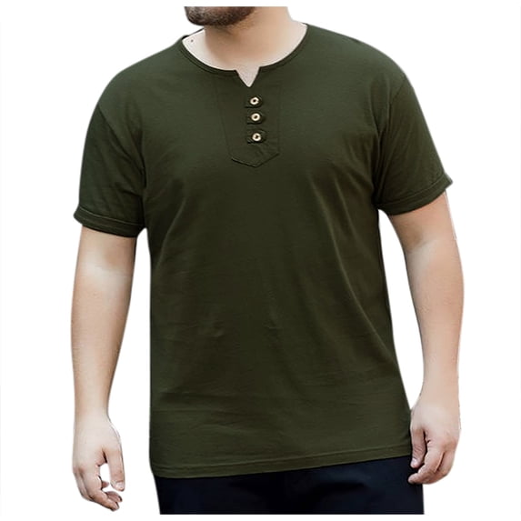 Krdevn Men's Summer Large Size V Neck Cotton Top T Shirt,3XL